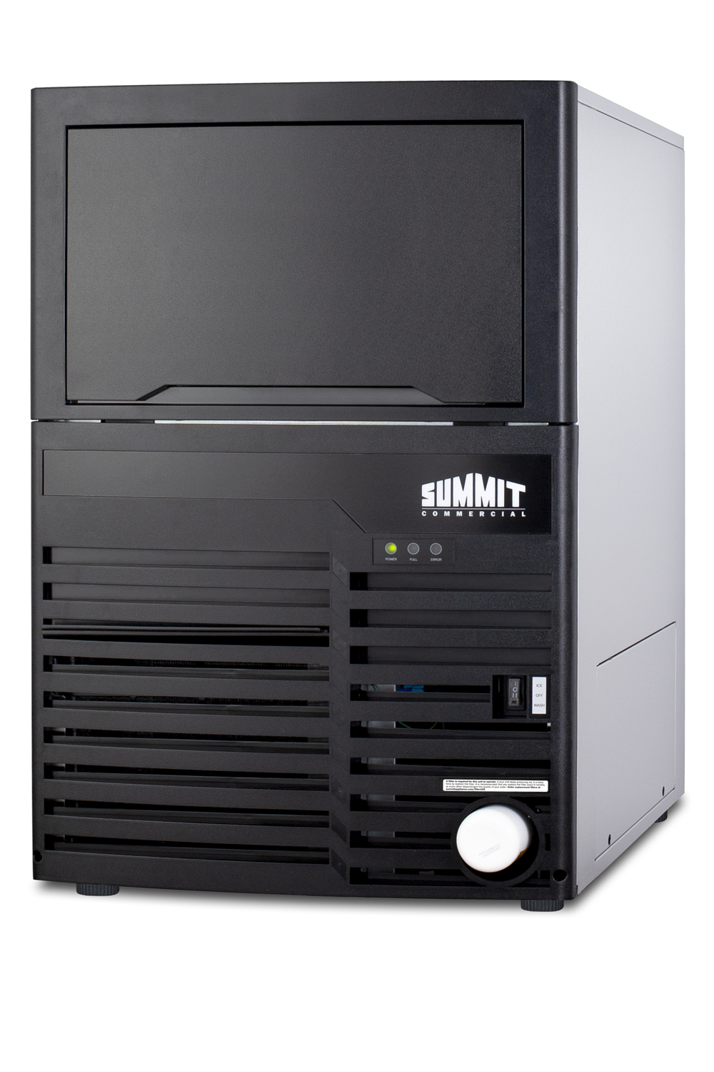 Commercially listed ADA height clear icemaker with 100 lb. ice production capacity for built-in or freestanding use